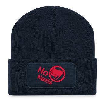 no Nazis - Recycelte Patch Beanie - French Navy - Vorne