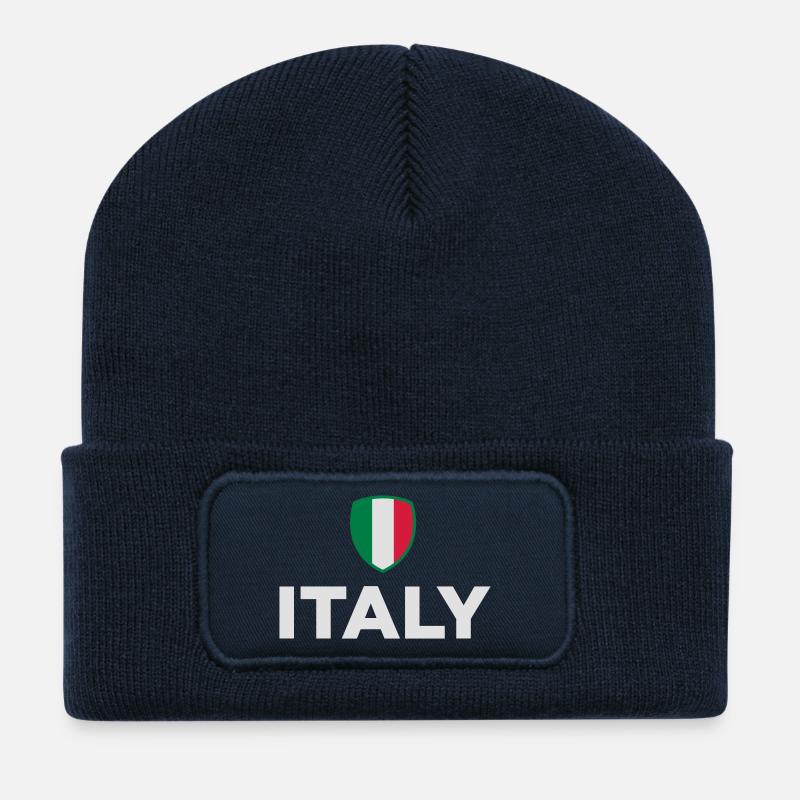Nationalflagge von Italien - Recycelte Patch Beanie - French Navy