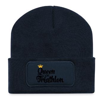 Queen of Triathlon - Recycelte Patch Beanie - French Navy - Vorne