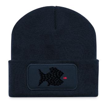 fisch fische schwarm angler angeln demokratie - Recycelte Patch Beanie - French Navy - Vorne