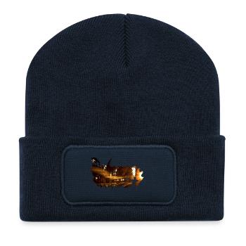 coucher du soleil bowhunter de démarrage - Beanie recyclé à patch - bleu marine - Devant