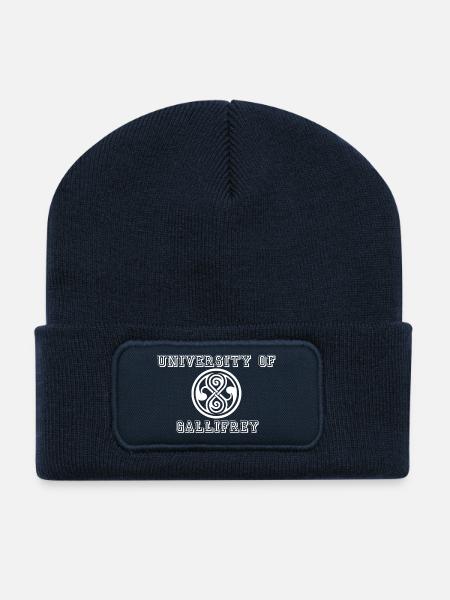 TimeLord University (white) - Recycelte Patch Beanie - French Navy