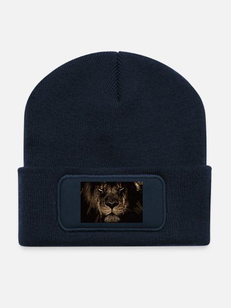 Lion - Beanie recyclé à patch - bleu marine