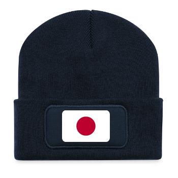 JAPAN FLAG round corner 400 dpi - Recycelte Patch Beanie - French Navy - Vorne