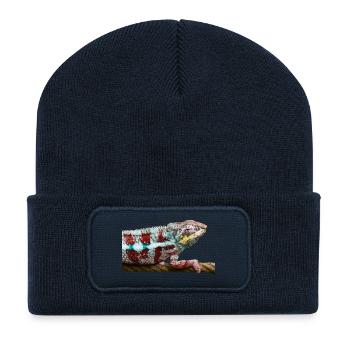 Caméléon - Beanie recyclé à patch - bleu marine - Devant
