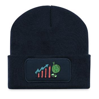 Geld Anlage Investment Aktien Kurs Wachstum Idee - Recycelte Patch Beanie - French Navy - Vorne