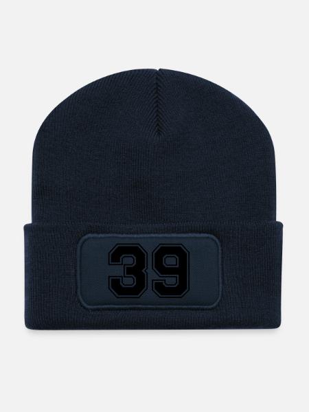 39 - Beanie recyclé à patch - bleu marine