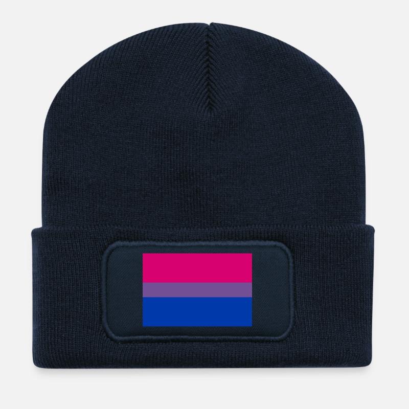 bisexual flag - Recycelte Patch Beanie - French Navy
