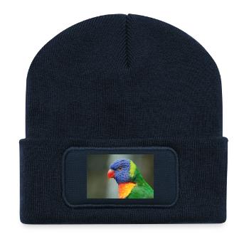 Perroquet de miel aka loris - Beanie recyclé à patch - bleu marine - Devant