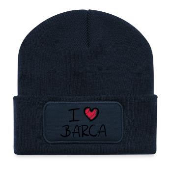 i_love_barca__f2 - Recycled Patch Beanie - french navy - Front