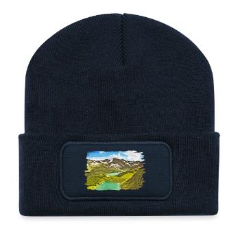 gxp alpine vue montagnes vector art - Beanie recyclé à patch - bleu marine - Devant