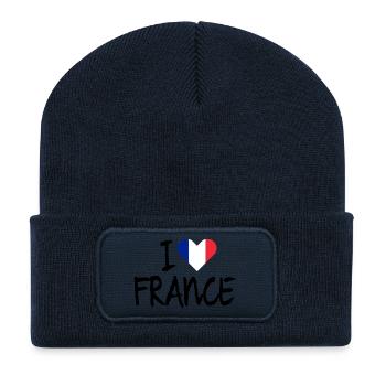 France - Beanie recyclé à patch - bleu marine - Devant