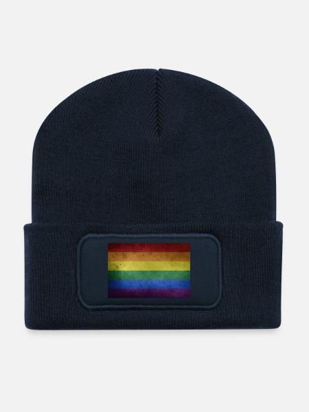 Pride Flag - Recycled Patch Beanie - french navy