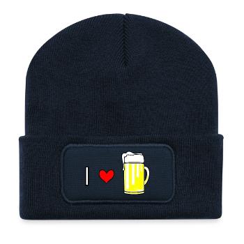 I love Bier - Recycelte Patch Beanie - French Navy - Vorne