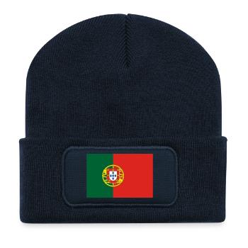 Drapeau portugais - Beanie recyclé à patch - bleu marine - Devant