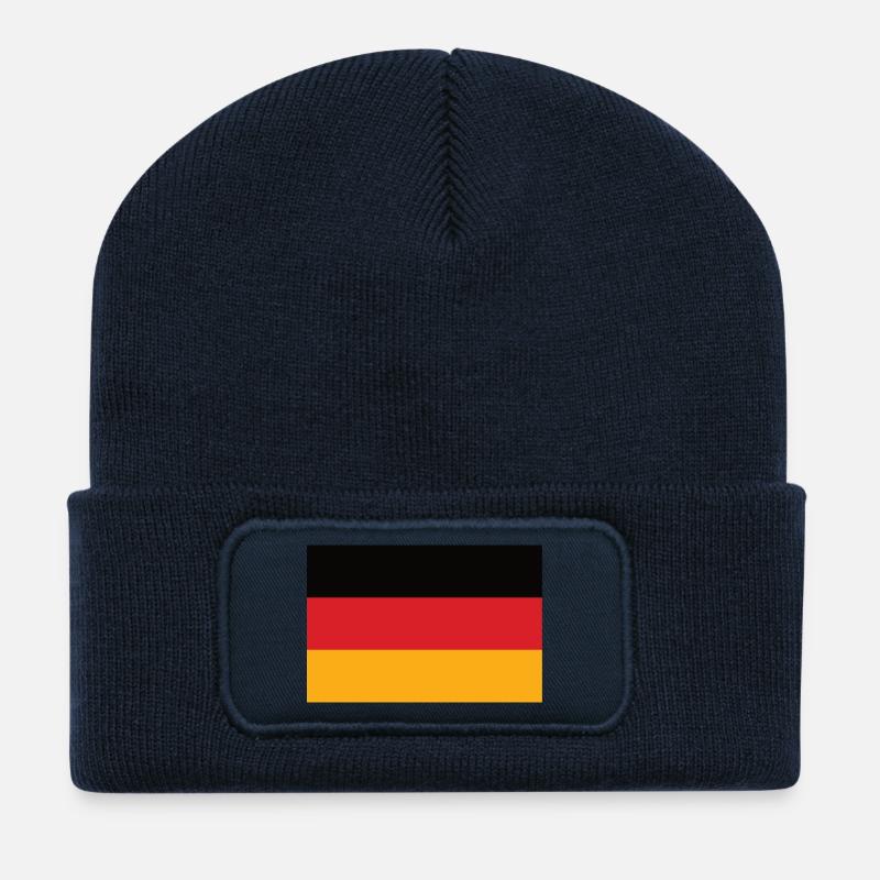 Drapeau tricolore de l’Allemagne - Beanie recyclé à patch - bleu marine
