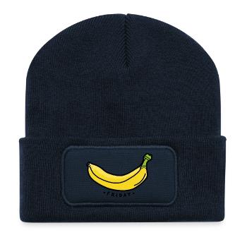 FRIDAY banana - Beanie recyclé à patch - bleu marine - Devant