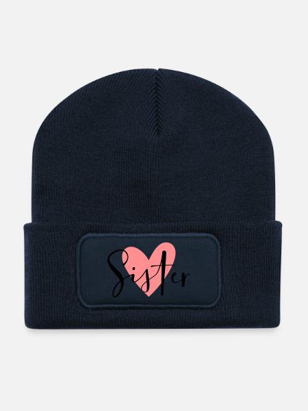 Soeur Coeur Soeur Coeur Chers frères et soeurs - Beanie recyclé à patch - bleu marine