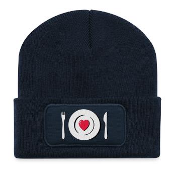Liebe_Herz_teller_g1 - Recycelte Patch Beanie - French Navy - Vorne
