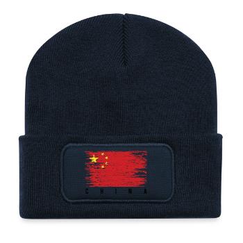 Chinesischer Flaggenpinsel - Recycelte Patch Beanie - French Navy - Vorne