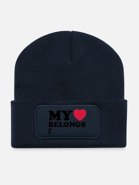 My heart belongs to - Recycled Patch Beanie - french navy