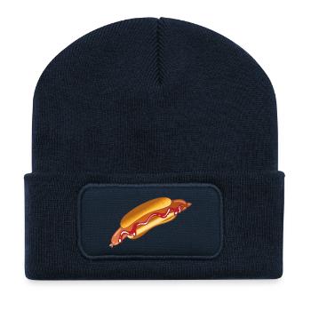 Hot Dog Sausage Bun Ketchup Fast Food Junk BBQ - Recycled Patch Beanie - french navy - Front