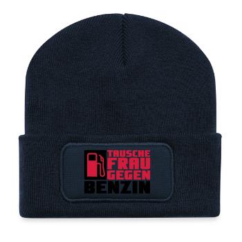 Tausche Frau gegen Benzin - Recycelte Patch Beanie - French Navy - Vorne
