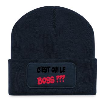 C'est qui le boss ? - Recycelte Patch Beanie - French Navy - Vorne
