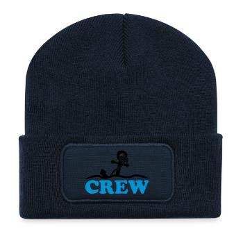 Ancre sous l'eau vagues conception d'équipage - Beanie recyclé à patch - bleu marine - Devant