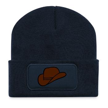 chapeau de cowboy - Beanie recyclé à patch - bleu marine - Devant