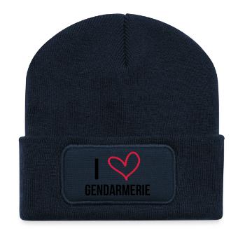I Love Gendarmerie / Gendarmerie - Beanie recyclé à patch - bleu marine - Devant