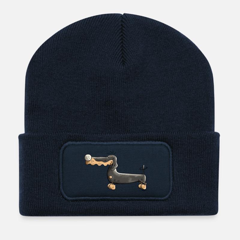 Darinka der Dackel - Recycelte Patch Beanie - French Navy