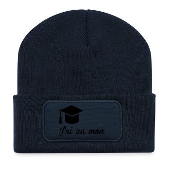 Diplôme : A Personnaliser / diplome ecole etudes - Beanie recyclé à patch - bleu marine - Devant