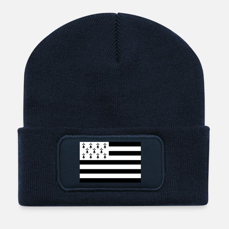 Bretagne - Beanie recyclé à patch - bleu marine