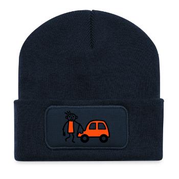 Strichmännchen Autowäsche - V2 - Recycelte Patch Beanie - French Navy - Vorne