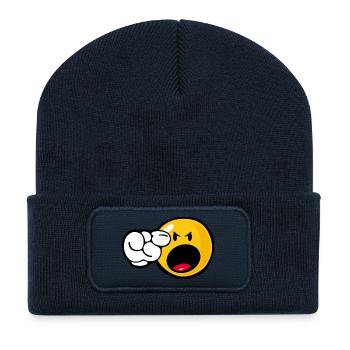 Smiley Angry - Recycled Patch Beanie - french navy - Front