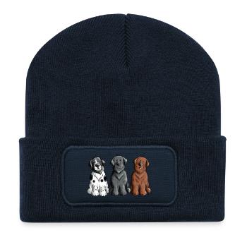 Neufundländer Trio - Recycelte Patch Beanie - French Navy - Vorne