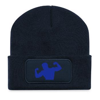 bodybuilder musculation bodybuilding 7bic - Beanie recyclé à patch - bleu marine - Devant