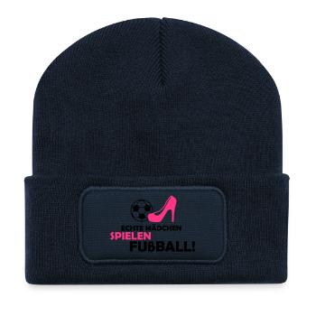 frauen_fussball_02 - Recycelte Patch Beanie - French Navy - Vorne