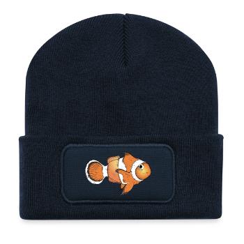 gezeichneter Clownfisch in leuchtend orange - Recycelte Patch Beanie - French Navy - Vorne