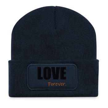 ICH LIEBE DICH. ICH LIEBE DICH. LIEBE. LIEBE. HERZ. - Recycelte Patch Beanie - French Navy - Vorne