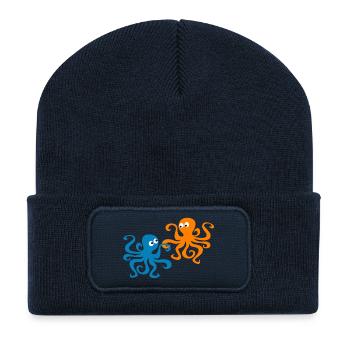 Octopus Valentine’s Day Comic Sea Octopus Enfant - Beanie recyclé à patch - bleu marine - Devant