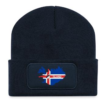 Drapeau de l’Islande Puffin Iceland Design - Beanie recyclé à patch - bleu marine - Devant
