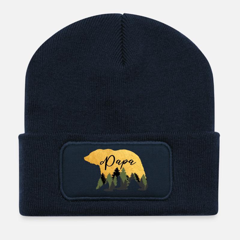 Bär Papa zum Vatertag  - Recycelte Patch Beanie - French Navy
