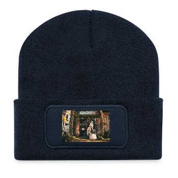 Urban Graffiti Portrait in Street Style - Recycled Patch Beanie - french navy - Front