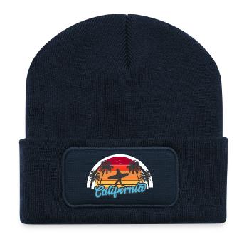California Vintage Summer Design - Beanie recyclé à patch - bleu marine - Devant