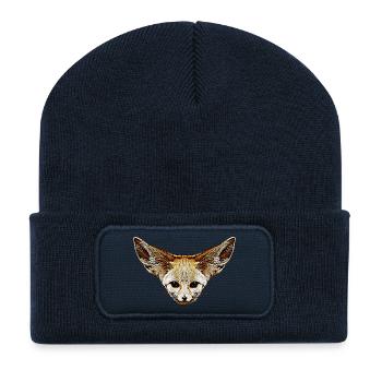 fuchskleidung mädchen, Wüstenfuchs gesicht - Recycelte Patch Beanie - French Navy - Vorne