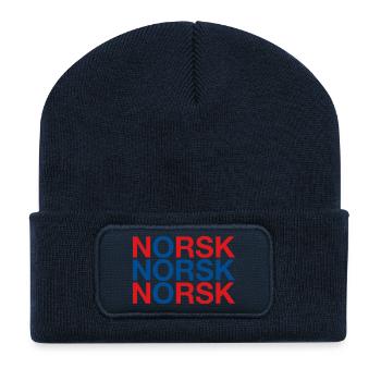 NORSK Norway Norwegen Norwegische Flagge - Recycelte Patch Beanie - French Navy - Vorne