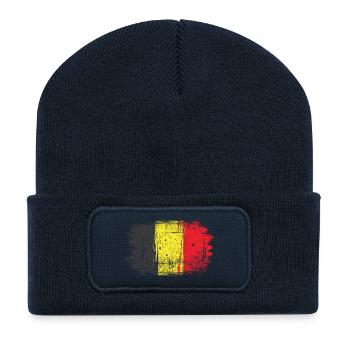 Pinselstrich Belgische Flagge - Recycelte Patch Beanie - French Navy - Vorne