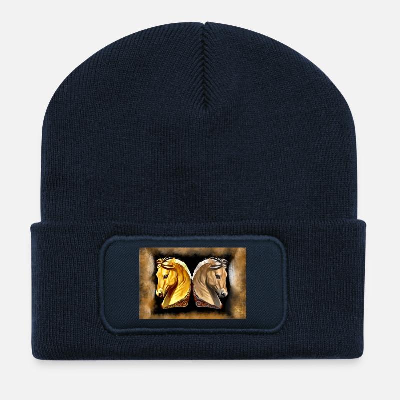 chevaux fjord - Beanie recyclé à patch - bleu marine